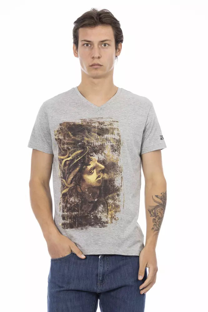 Trussardi Action Graues Baumwoll-T-Shirt für Herren