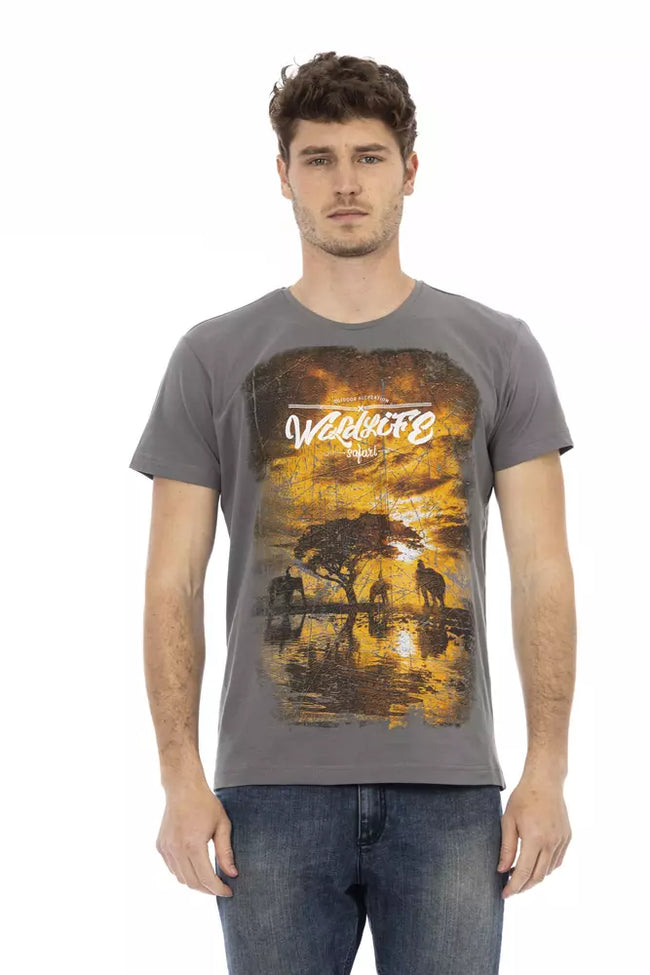 Trussardi Action Graues Baumwoll-T-Shirt für Herren