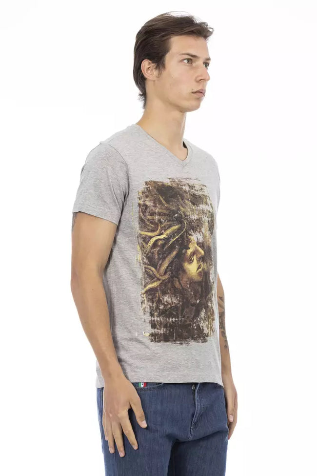 Trussardi Action Graues Baumwoll-T-Shirt für Herren