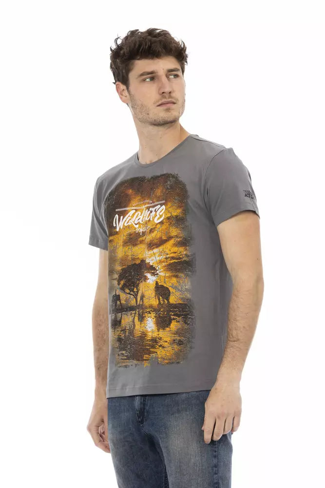 Trussardi Action Graues Baumwoll-T-Shirt für Herren