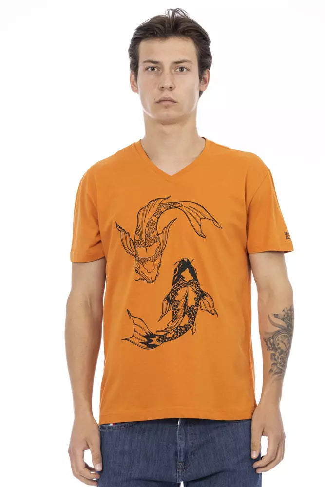 Trussardi Action Orangefarbenes T-Shirt aus Baumwolle