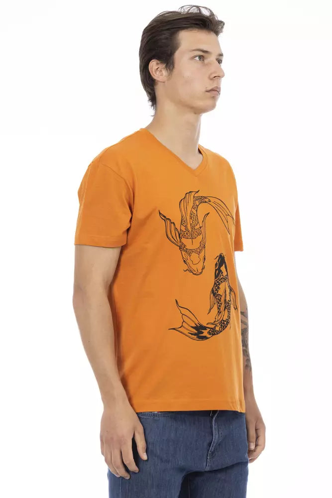 Trussardi Action Orangefarbenes T-Shirt aus Baumwolle