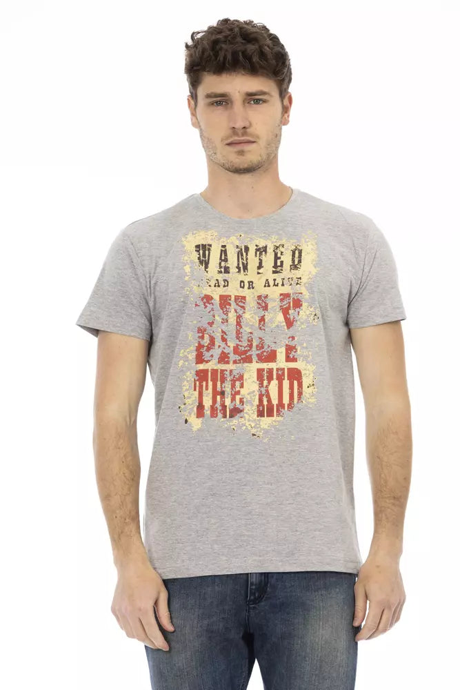 Trussardi Action Graues Baumwoll-T-Shirt für Herren