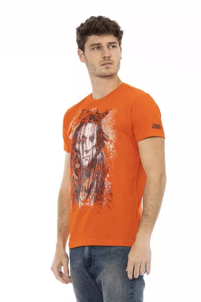 Trussardi Action Orangefarbenes T-Shirt aus Baumwolle