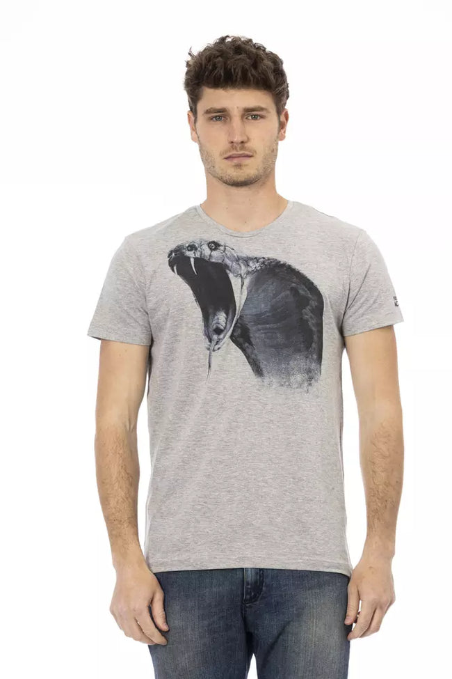 Trussardi Action Graues Baumwoll-T-Shirt für Herren