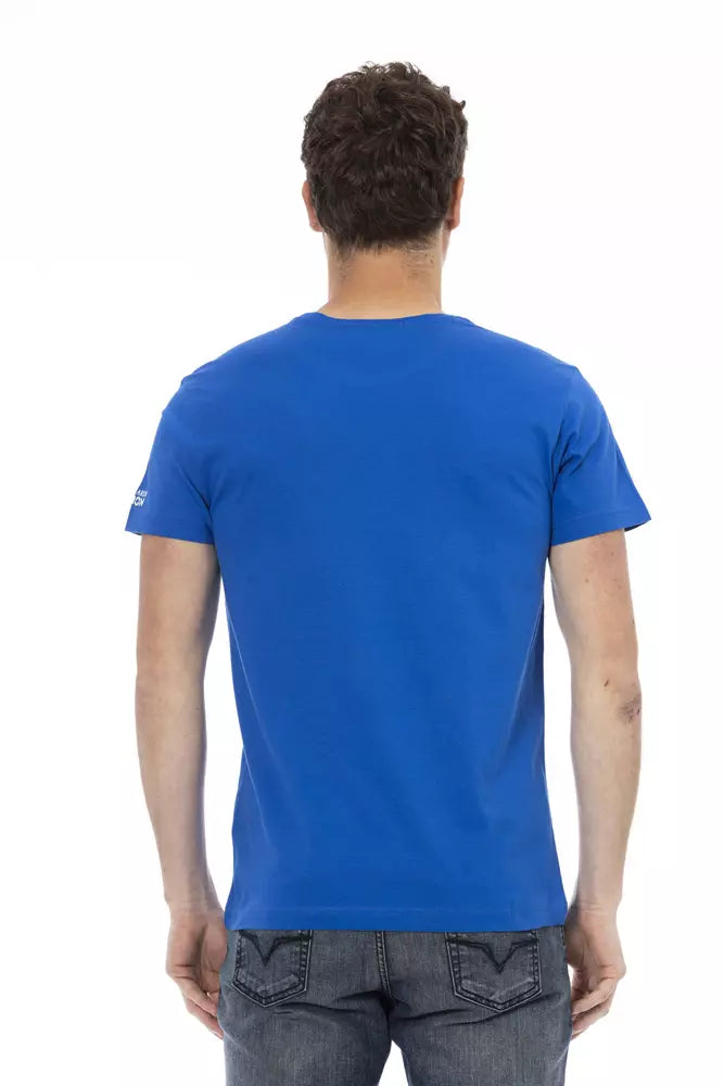 Trussardi Action Blaues Baumwoll-T-Shirt für Herren