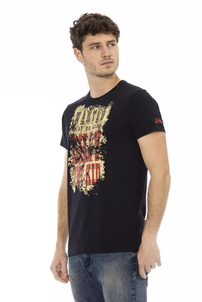 Trussardi Action Schwarzes Baumwoll-T-Shirt für Herren