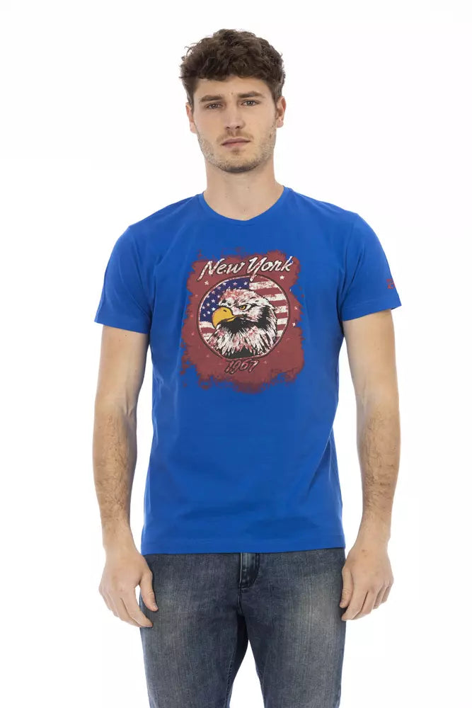 Trussardi Action Blaues Baumwoll-T-Shirt für Herren