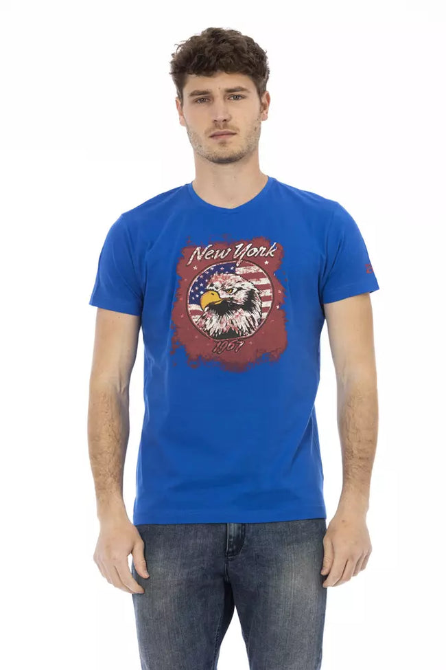 Trussardi Action Blaues Baumwoll-T-Shirt für Herren