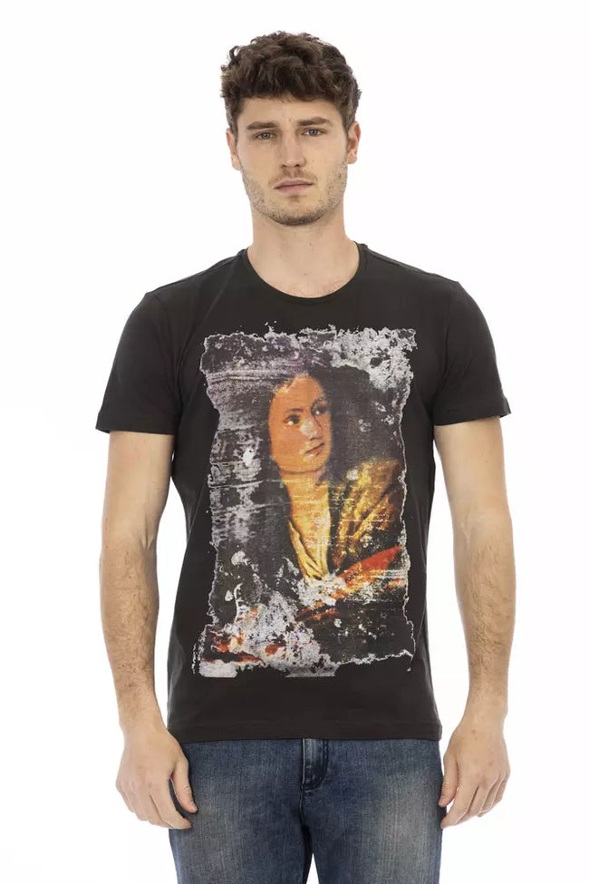 Trussardi Action Schwarzes Baumwoll-T-Shirt für Herren