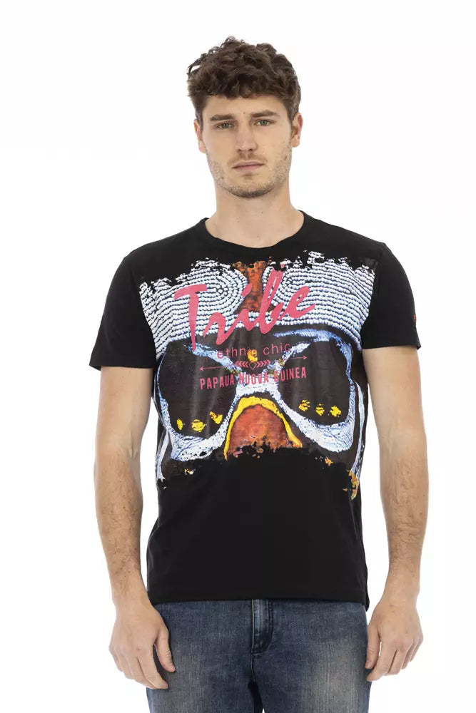 Trussardi Action Schwarzes Baumwoll-T-Shirt für Herren