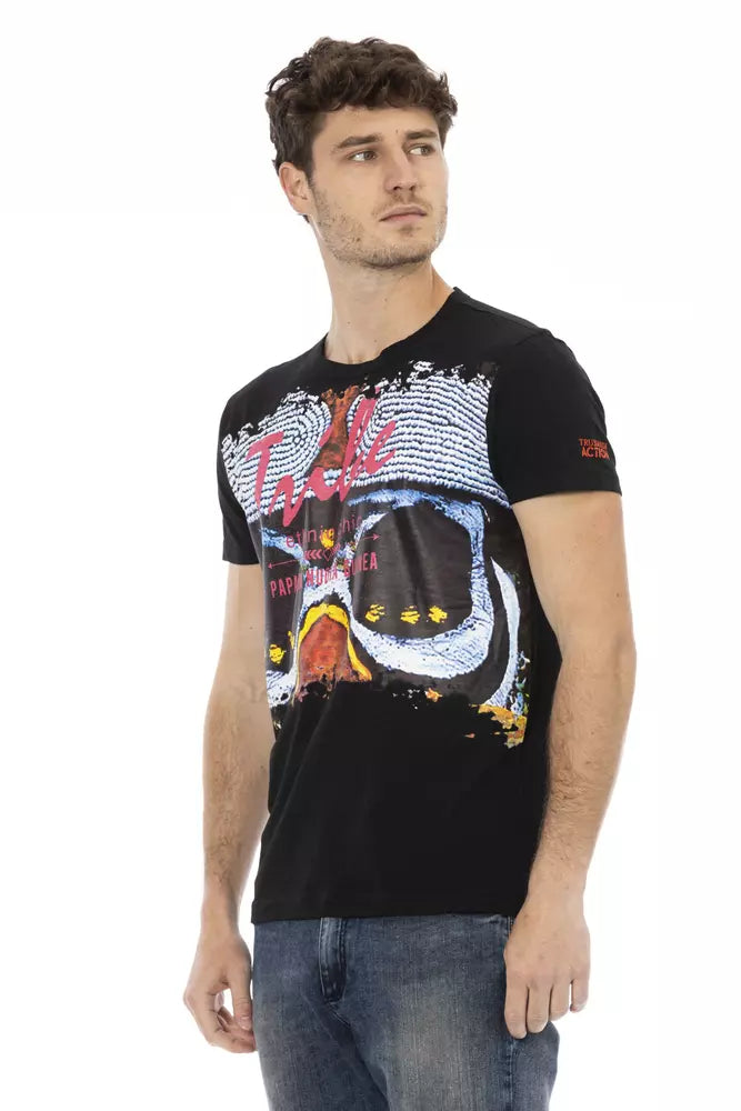 Trussardi Action Schwarzes Baumwoll-T-Shirt für Herren