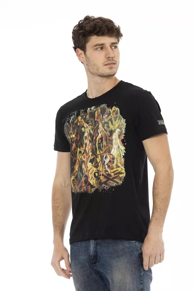 Trussardi Action Schwarzes Baumwoll-T-Shirt für Herren