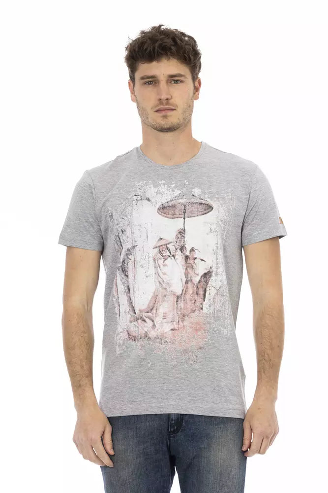 Trussardi Action Graues Baumwoll-T-Shirt für Herren
