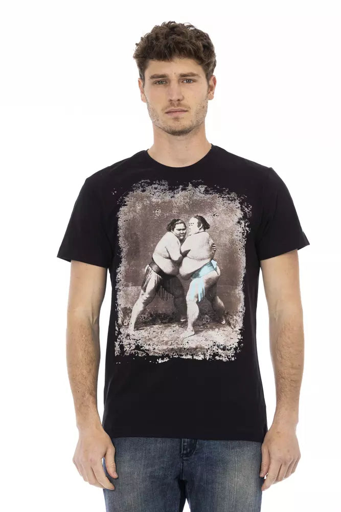 Trussardi Action Schwarzes Baumwoll-T-Shirt für Herren