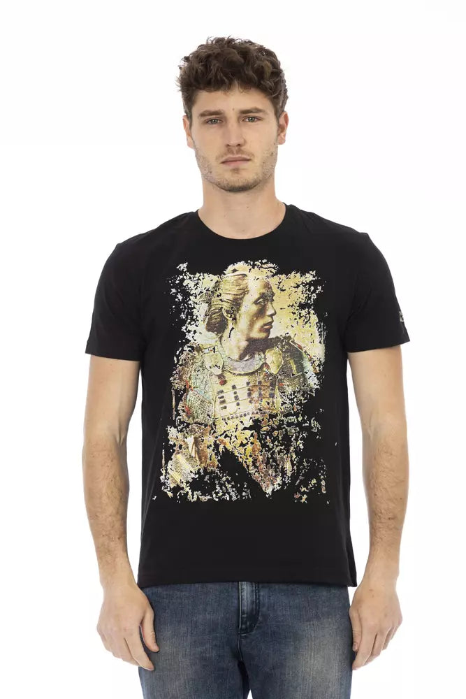 Trussardi Action Schwarzes Baumwoll-T-Shirt für Herren