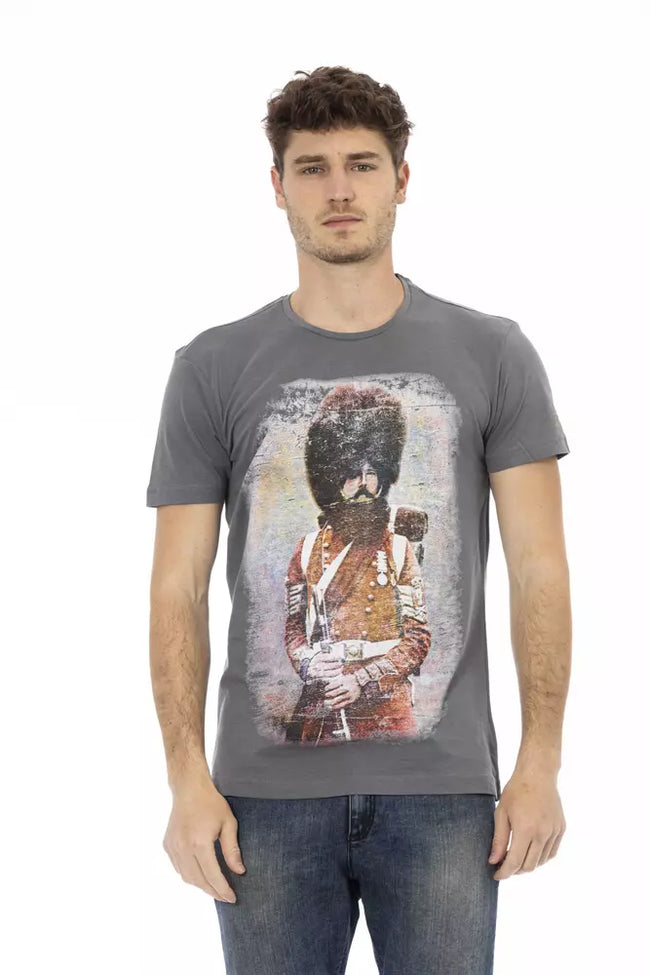 Trussardi Action Graues Baumwoll-T-Shirt für Herren
