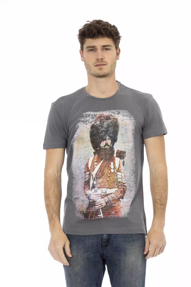 Trussardi Action Graues Baumwoll-T-Shirt für Herren