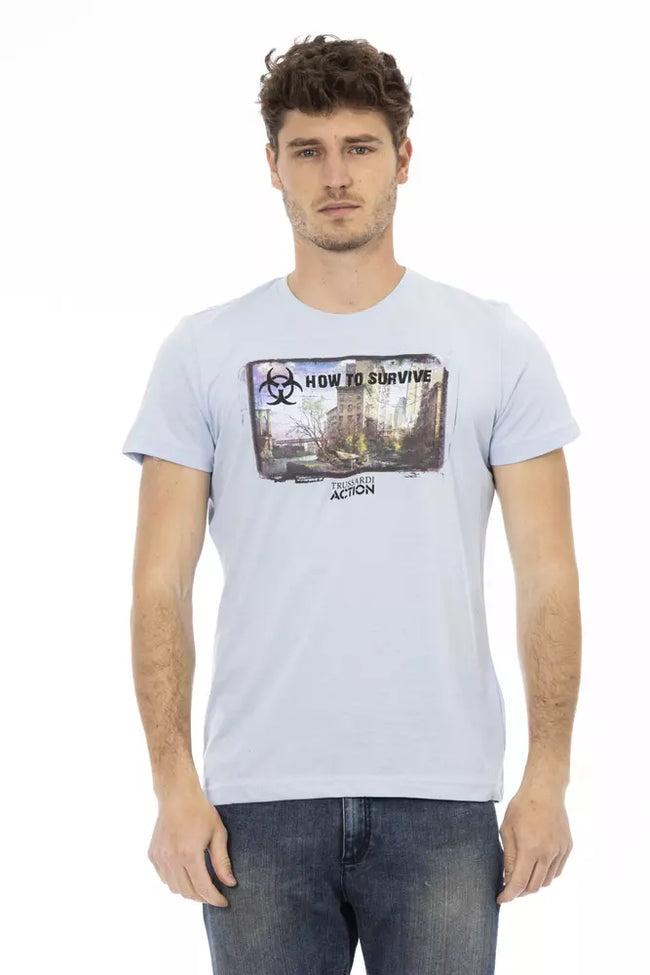 Trussardi Action Hellblaues Polyester-T-Shirt