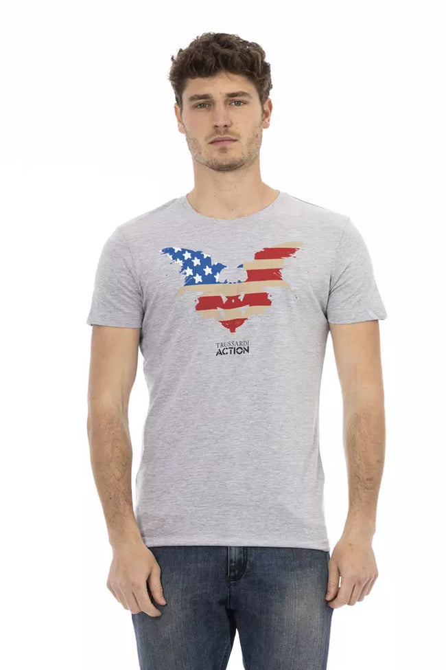 Trussardi Action Graues Baumwoll-T-Shirt für Herren