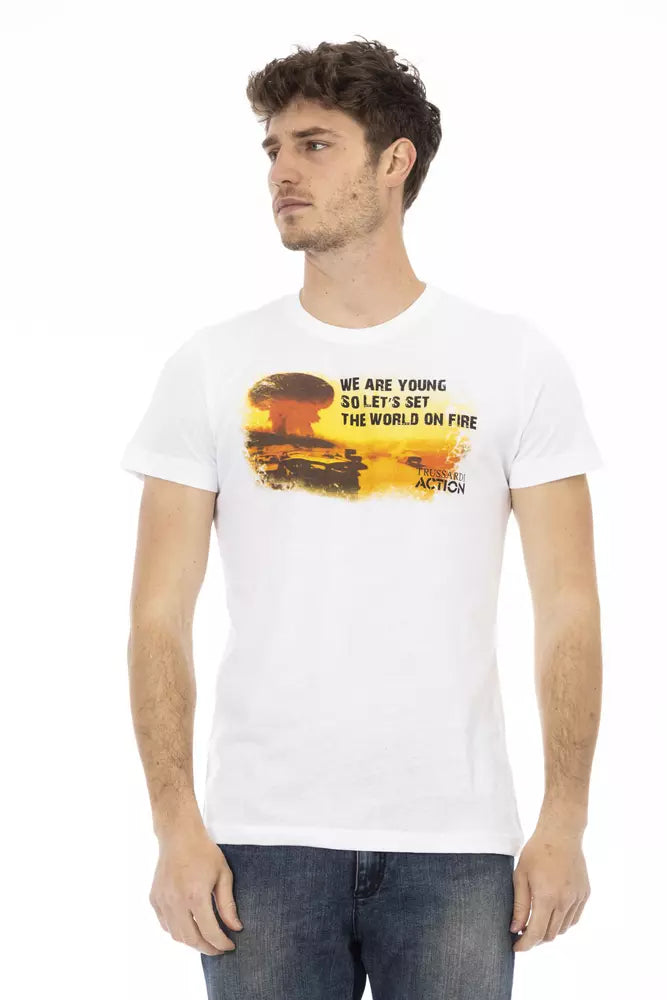 Trussardi Action Weißes Baumwoll-T-Shirt für Herren