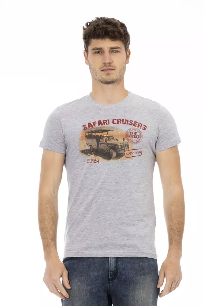 Trussardi Action Graues Baumwoll-T-Shirt für Herren
