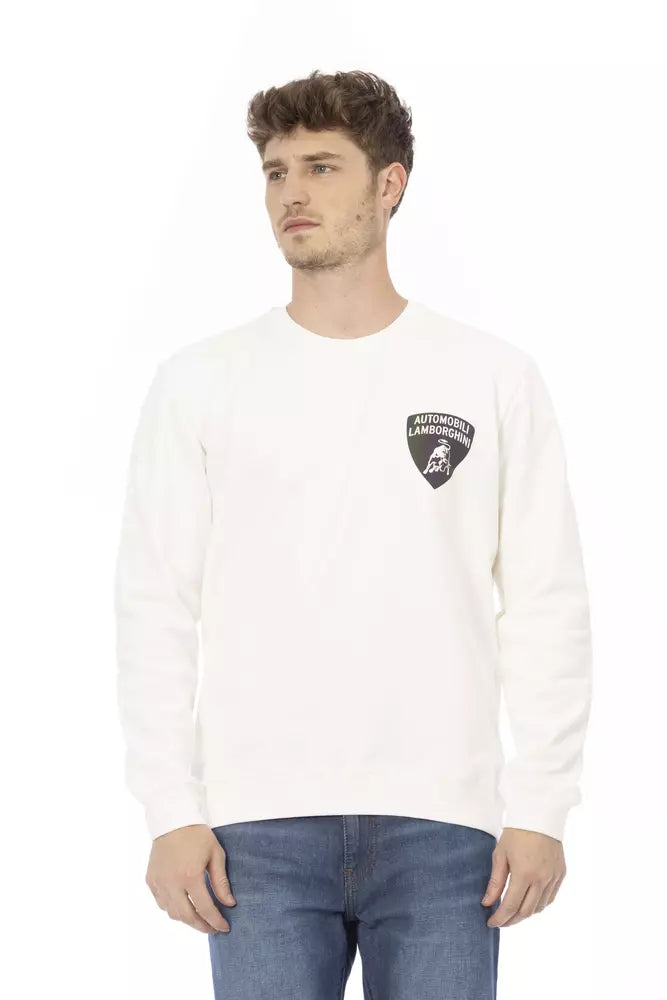 Automobili Lamborghini Weißer Herren-Pullover aus Baumwolle