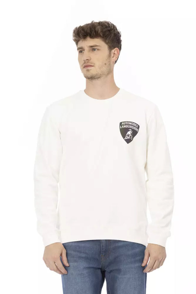 Automobili Lamborghini Weißer Herren-Pullover aus Baumwolle