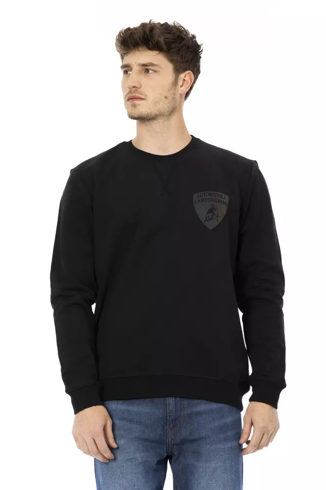 Automobili Lamborghini Schwarzer Herrenpullover aus Baumwolle
