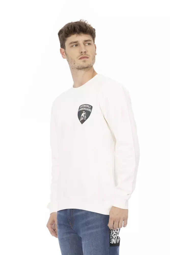 Automobili Lamborghini Weißer Herren-Pullover aus Baumwolle