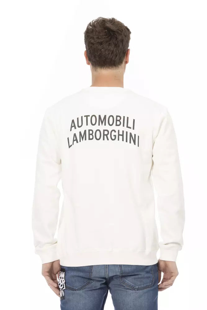 Automobili Lamborghini Weißer Herren-Pullover aus Baumwolle