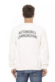 Automobili Lamborghini Weißer Herren-Pullover aus Baumwolle