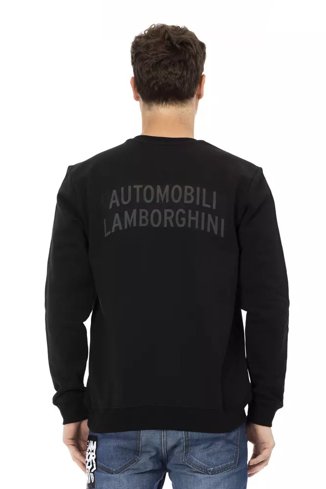 Automobili Lamborghini Schwarzer Herrenpullover aus Baumwolle