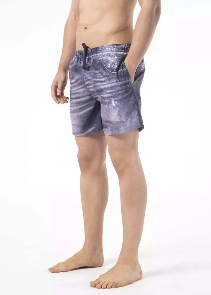 Just Cavalli Men's Blue Polyester Swim Shorts