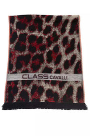 Cavalli Class Herren-Schal aus Wolle in luxuriösem Burgunderrot mit Marabu, italienische Herstellung