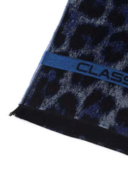 Cavalli Class blauer Schal mit Animalier-Motiv