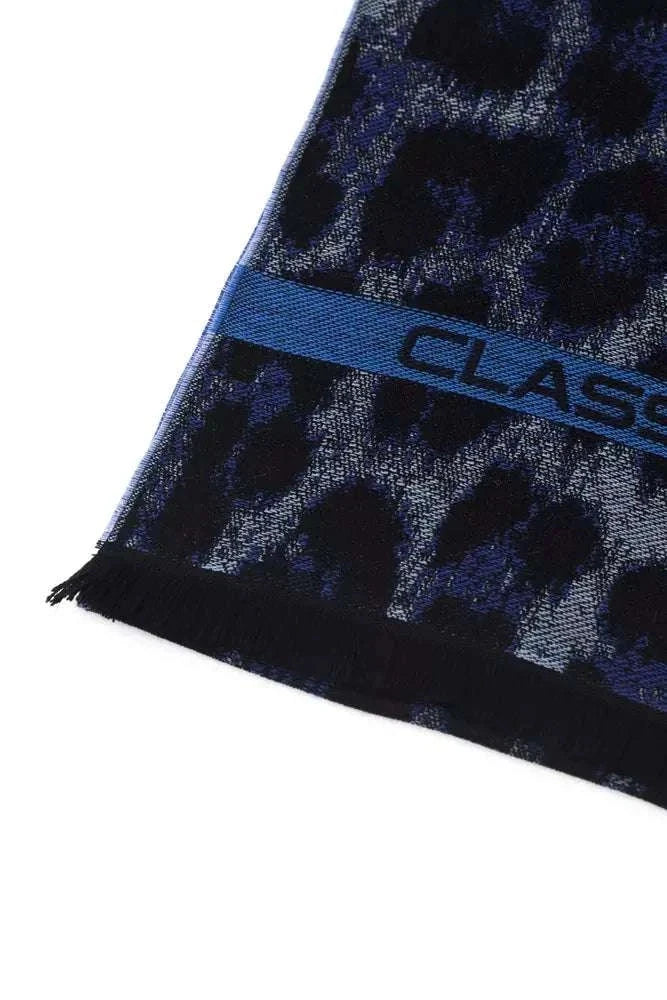 Cavalli Class blauer Schal mit Animalier-Motiv