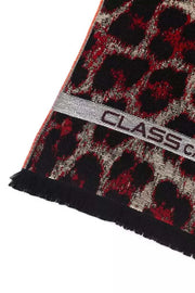 Cavalli Class Herren-Schal aus Wolle in burgunderrot mit Animalier Fantasy Logo