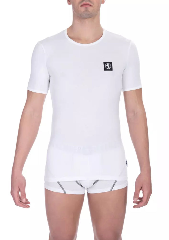 Bikkembergs Weißes Herren-T-Shirt Bi-Pack mit Rundhalsausschnitt aus Baumwolle