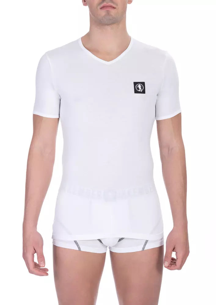 Bikkembergs Weißes Herren-T-Shirt aus Baumwolle im Doppelpack
