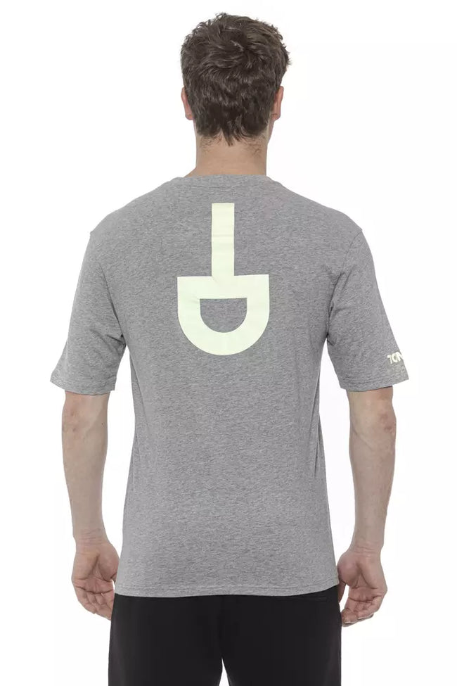 Tond graues Baumwoll-T-Shirt für Herren mit fotolumineszentem Print und italienischer Handwerkskunst