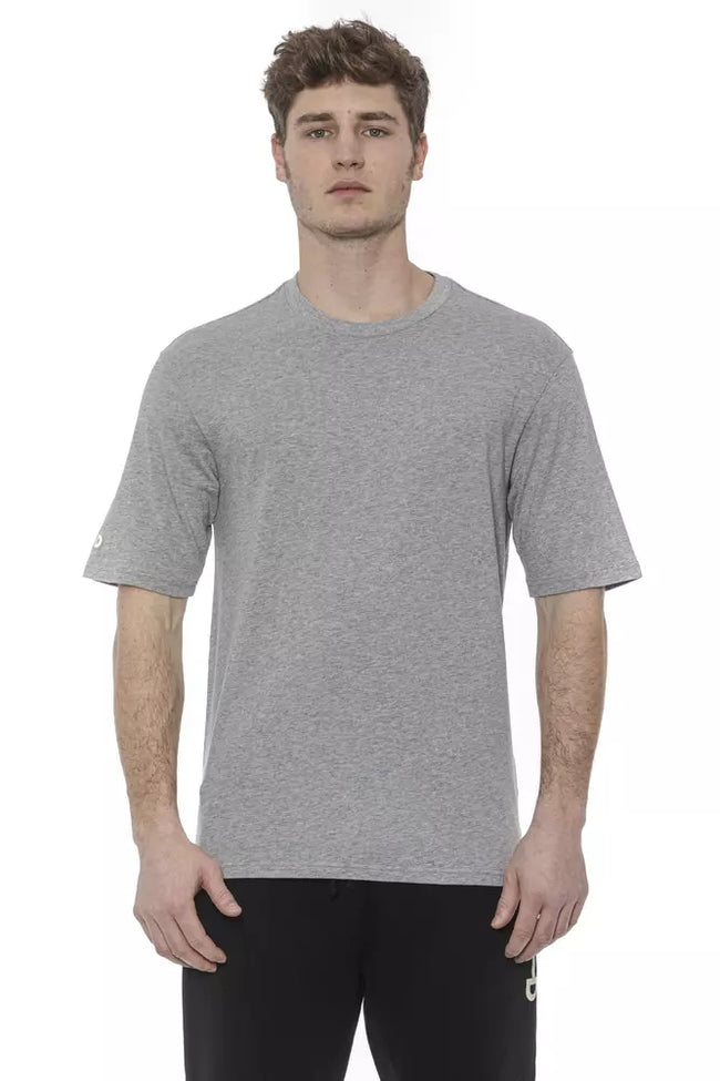 Tond graues Baumwoll-T-Shirt für Herren mit fotolumineszentem Print und italienischer Handwerkskunst