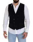 Dolce & Gabbana Schwarze zweireihige Weste aus Baumwolle