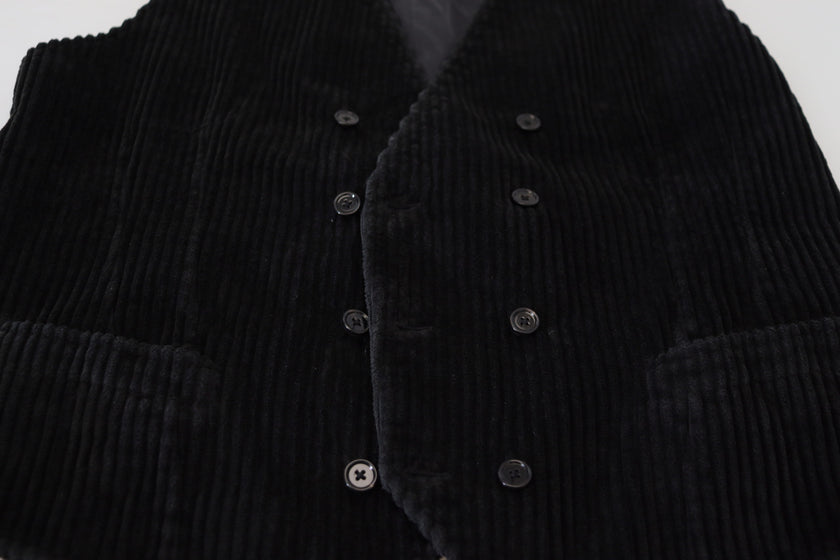 Dolce & Gabbana Schwarze zweireihige Weste aus Baumwolle