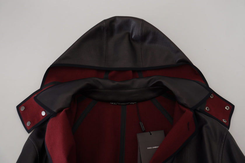Dolce & Gabbana Schwarzer Trench-Parka mit Kapuze Baumwolljacke