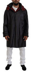 Dolce & Gabbana Schwarzer Trench-Parka mit Kapuze Baumwolljacke