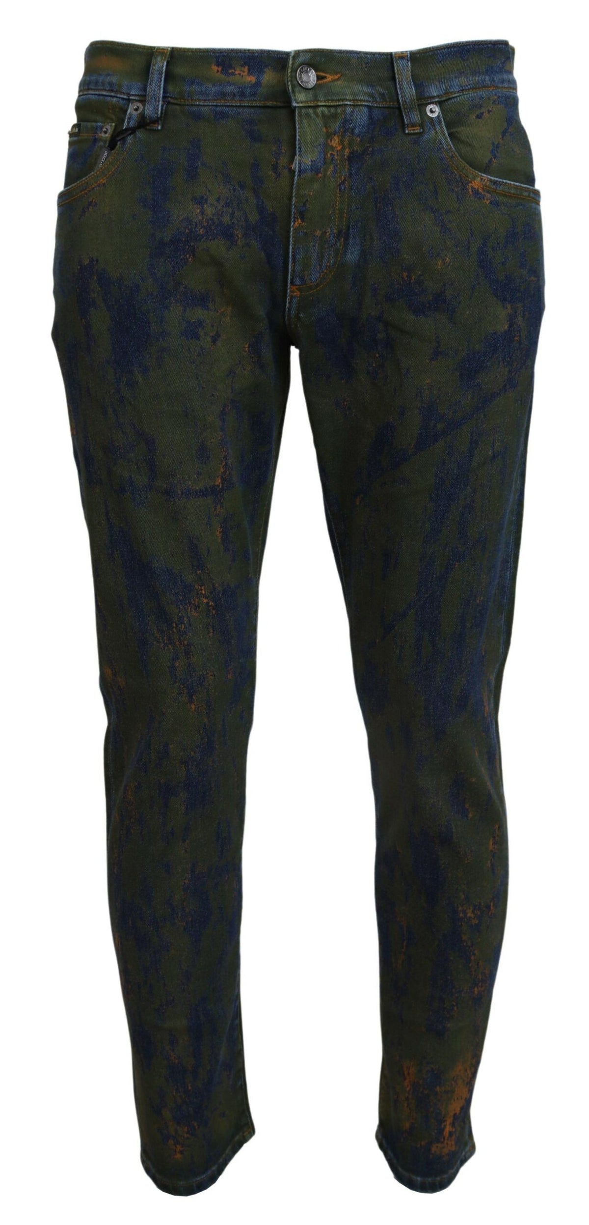 Dolce & Gabbana Blaugrüne Skinny Denim-Jeans aus Baumwolle