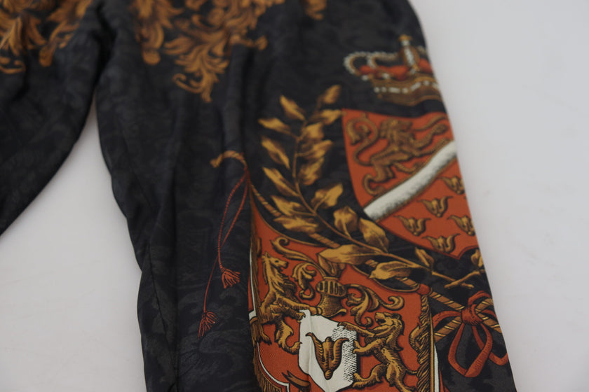 Dolce & Gabbana Graue Seiden-Barockkronen-Hose Sporthose