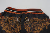 Dolce & Gabbana Graue Seiden-Barockkronen-Hose Sporthose