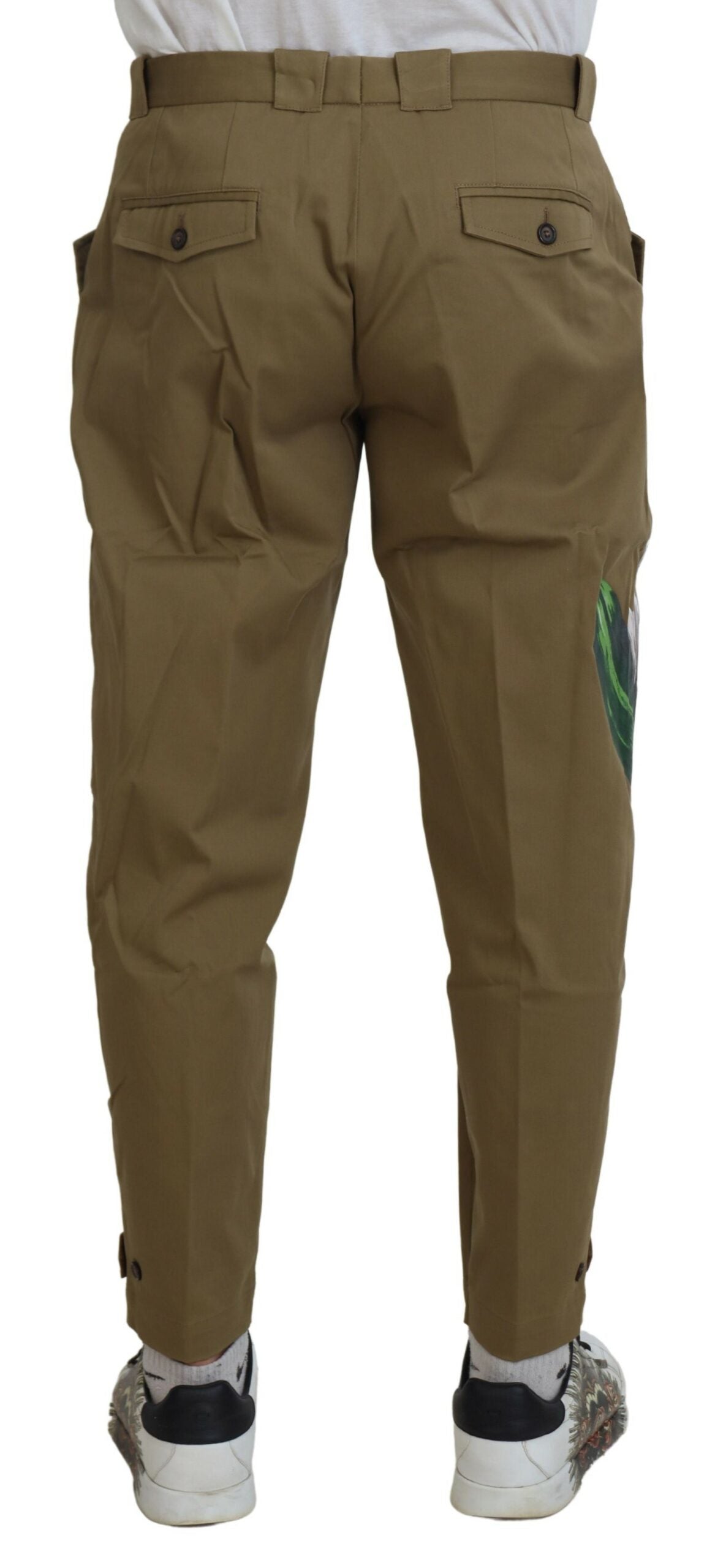 Dolce & Gabbana Beige Floral Cotton Stretch Chinos